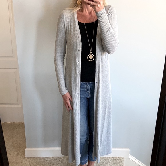 Long, V Neck Button Front Cardigan - Picture 3 of 8